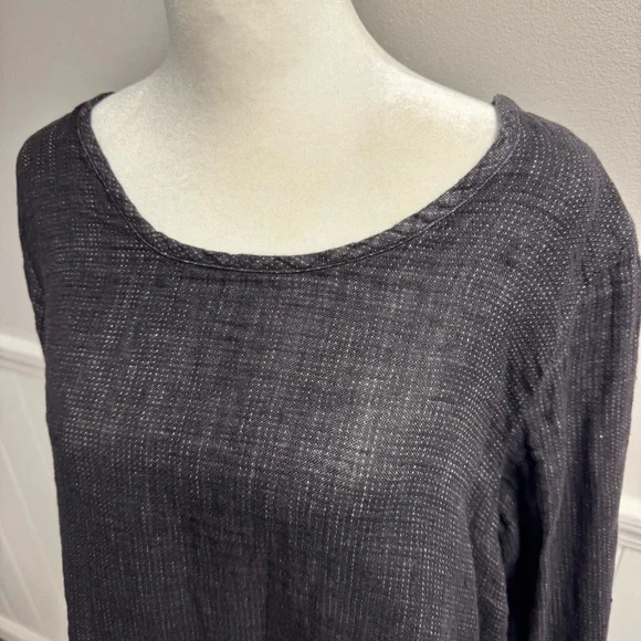 Flax Soft Tunic 3/4 Sleeves 100% Linen Grey Gray Small - Picture 5 of 14